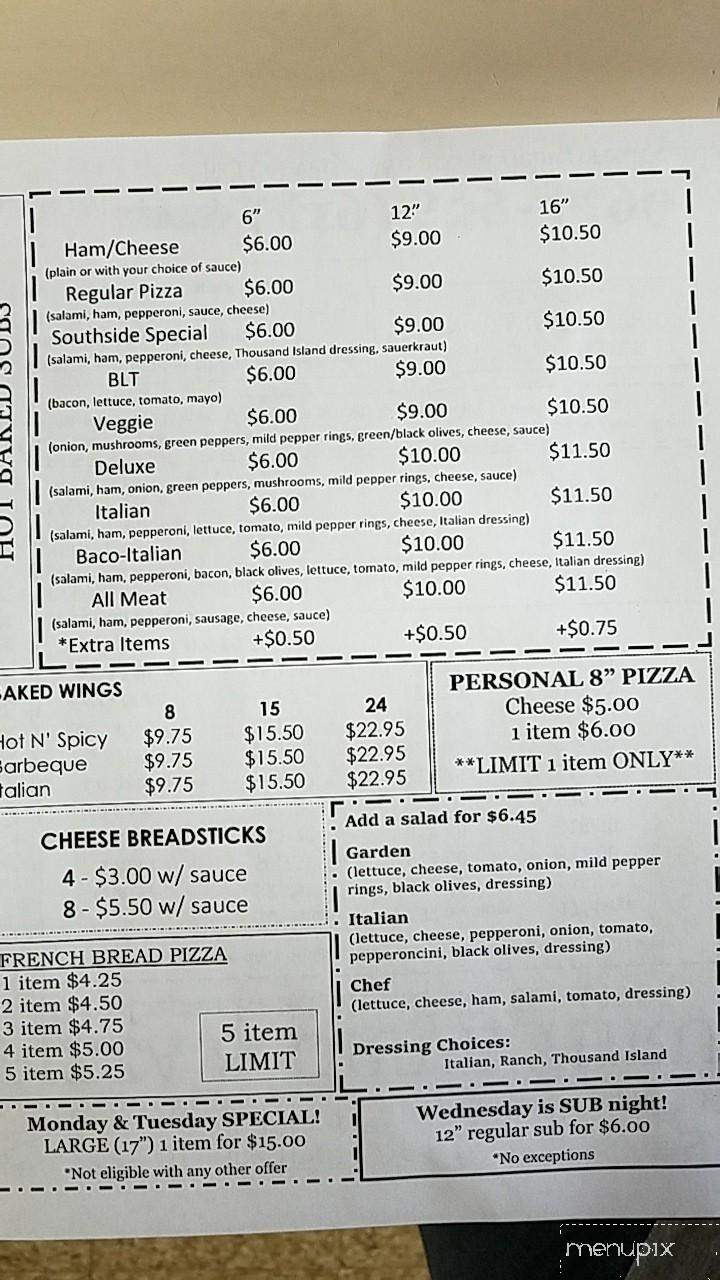 Southside Drive Thru & Pizza - Mansfield, OH menu_pic
