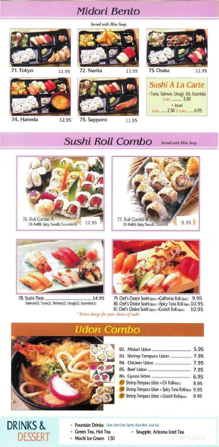 Midori Teriyaki & Sushi - Pasadena, CA menu_pic