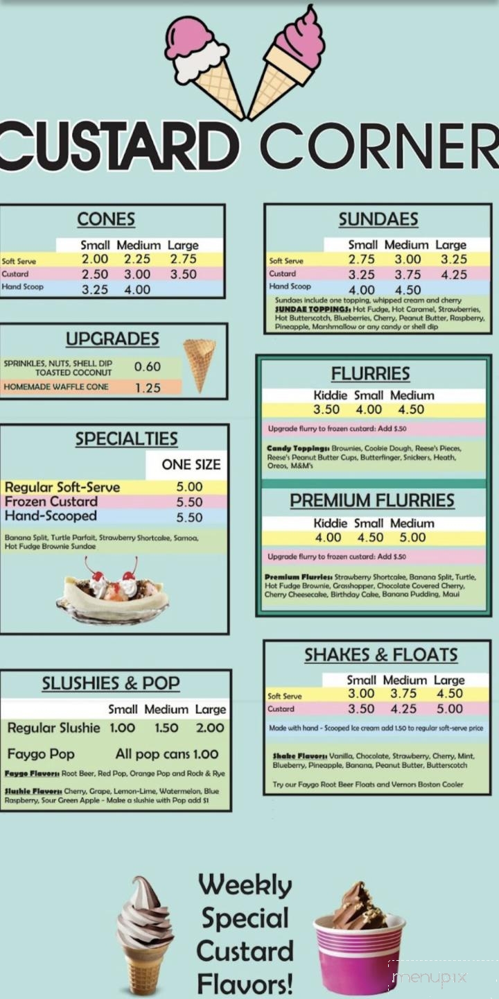 Custard Corner - Trenton, MI menu_pic