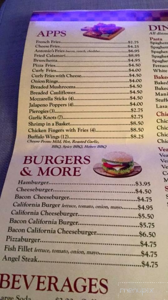 Antonio's Pizzeria - Jim Thorpe, PA menu_pic
