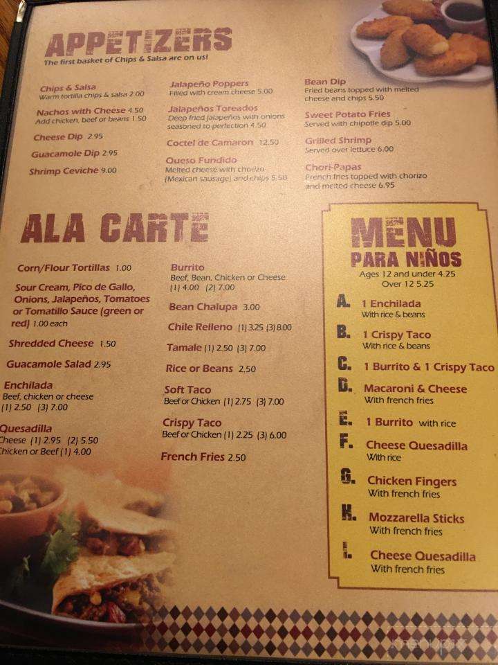 Azteca Mexican Grill - Camillus, NY menu_pic