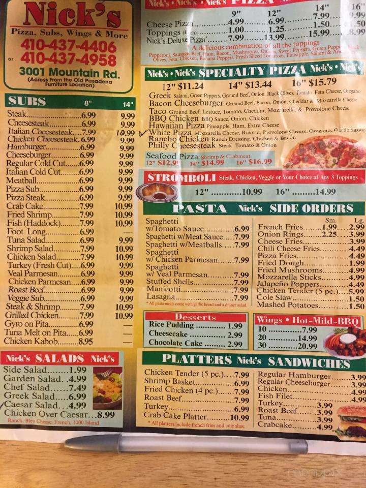 Nick's Pizza & Subs - Pasadena, MD