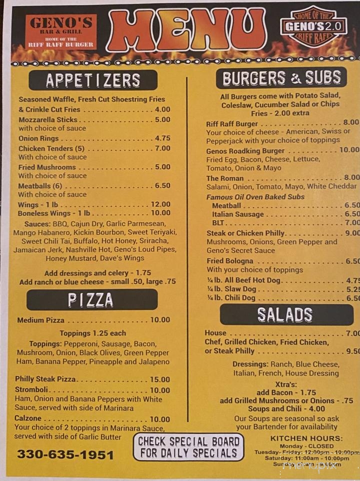 Geno’s 2.0 - Medina, OH menu_pic