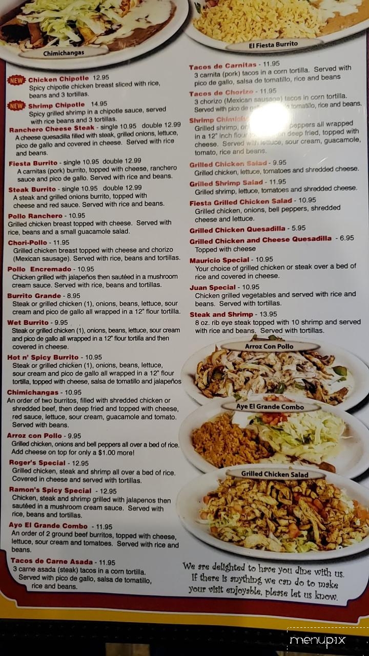 Menu of La Fiesta Mexican Restaurant in Canton, IL 61520