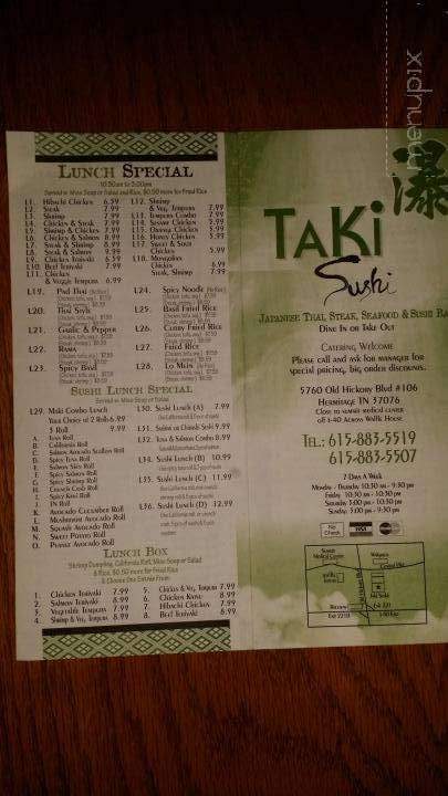 Taki Japanese Cuisine - Hermitage, TN menu_pic