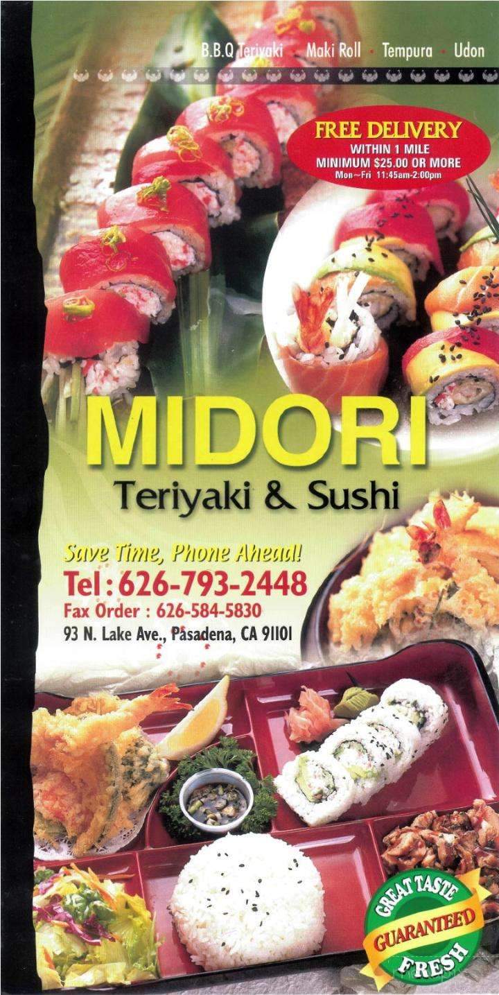 Midori Teriyaki & Sushi - Pasadena, CA menu_pic