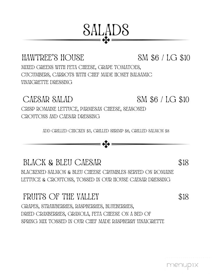 Hawtrees Bar and Grill - Burnsville, NC menu_pic