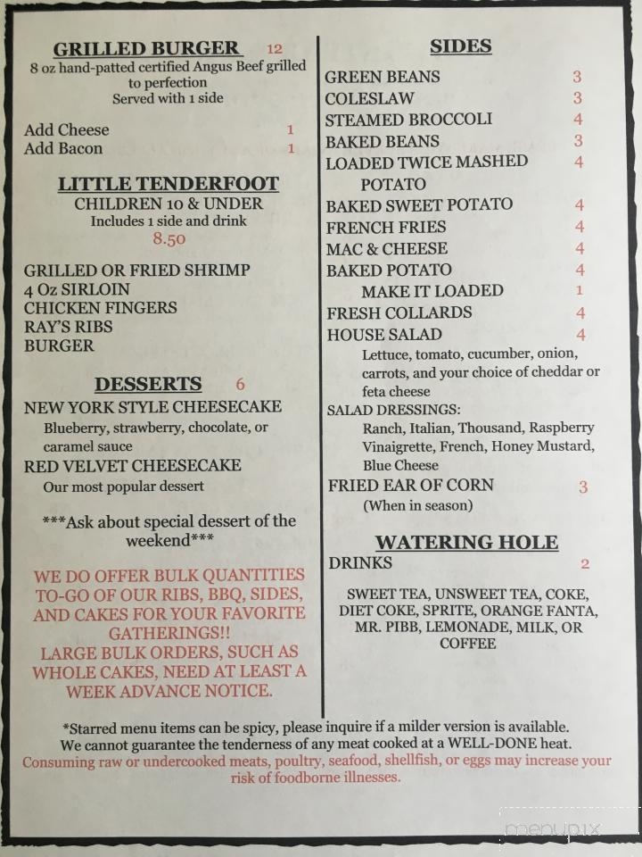 Ray's Steak and Ribs - Baxley, GA menu_pic
