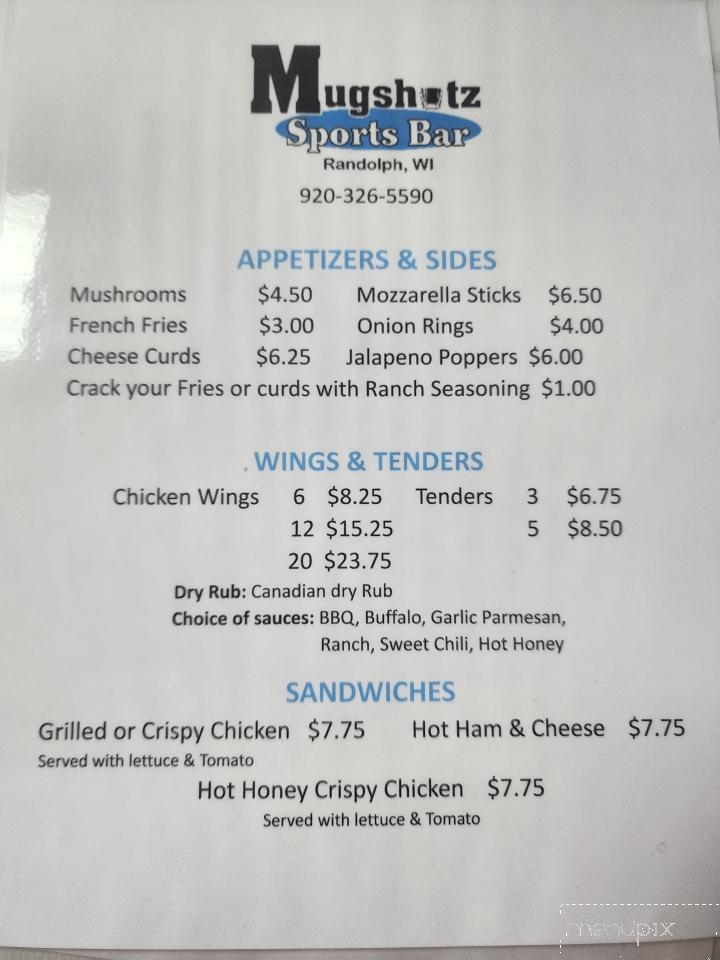 Mugshotz Bar & Grill - Randolph, WI menu_pic