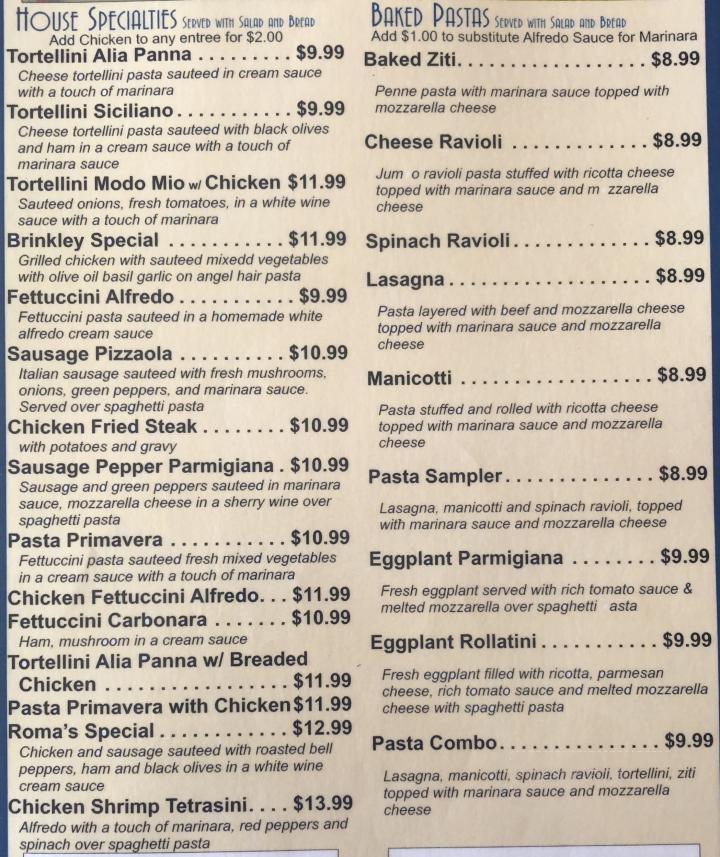 Roma Italian Restaurant - Hugo, OK menu_pic