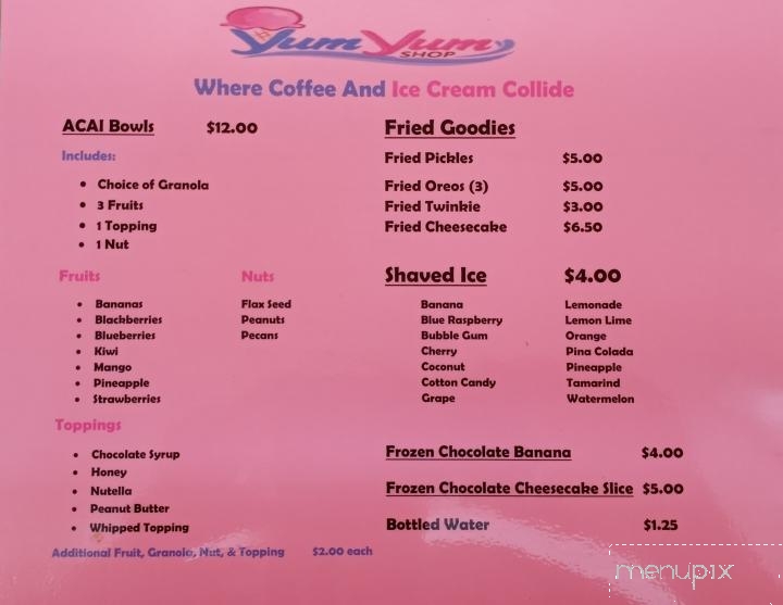 Yum Yum Shop - Murrells Inlet, SC menu_pic