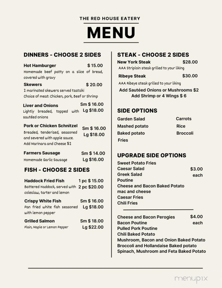 Tommy D's Restaurant & Steakhouse - Hanover, ON menu_pic