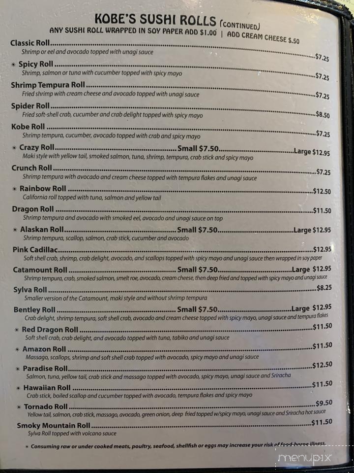 Kobe Express Japanese Restaurant - Franklin, NC menu_pic