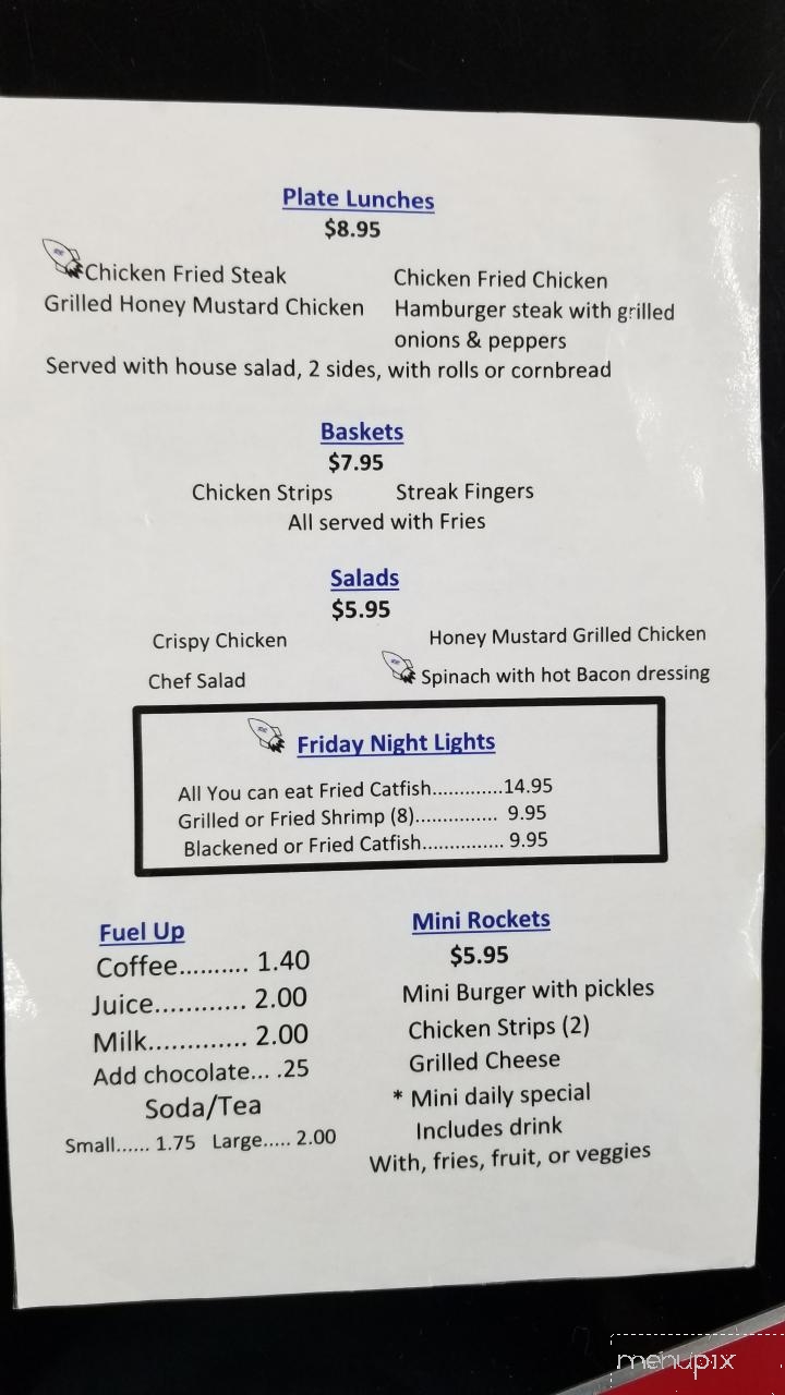 Rocket Cafe - Robinson, TX menu_pic