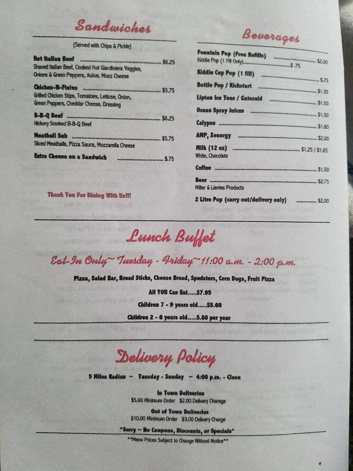 Denelies Pizza - Spooner, WI menu_pic