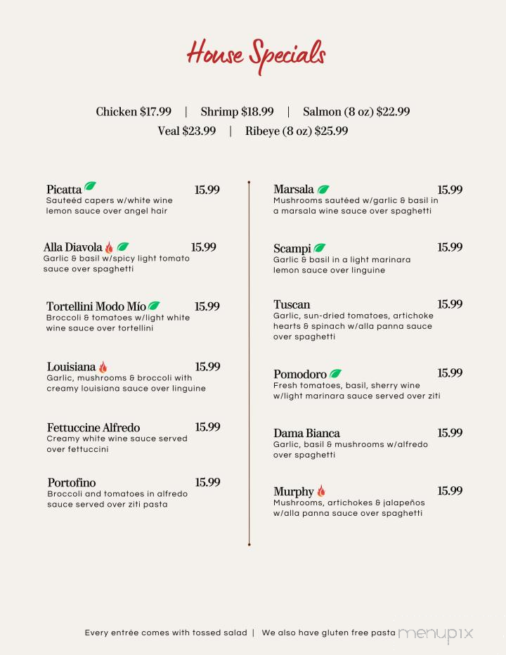 Portofino Italian Restaurant - Conway, AR menu_pic