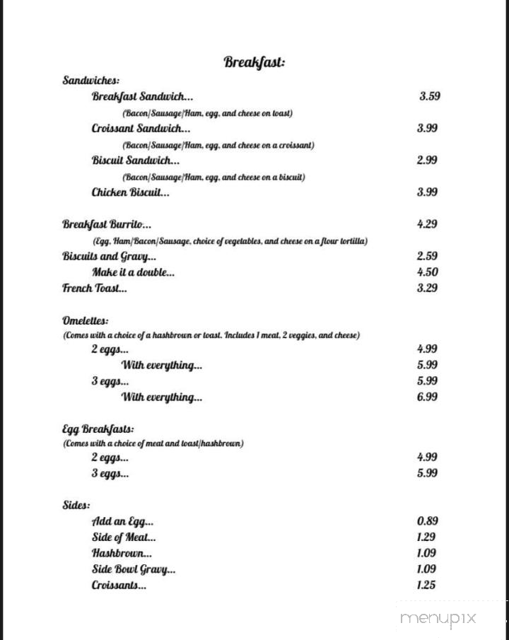 Silverbelle's - Cab Orchard, KY menu_pic