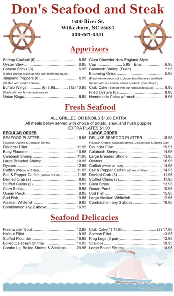 Don's seafood menu online