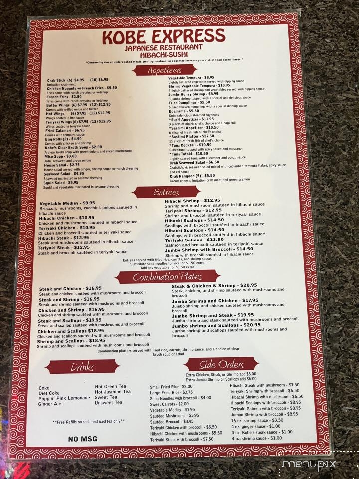 Kobe Express Japanese Restaurant - Franklin, NC menu_pic