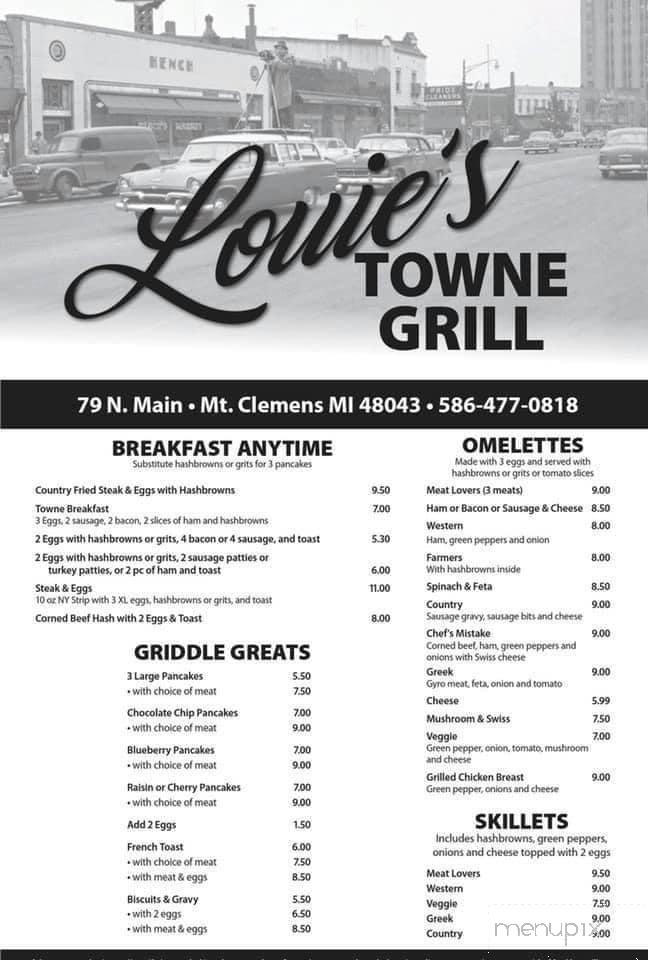 Louies Towne Grill - Mount Clemens, MI menu_pic