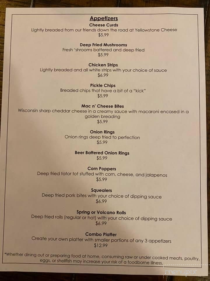 Frog Hop - Cadott, WI menu_pic