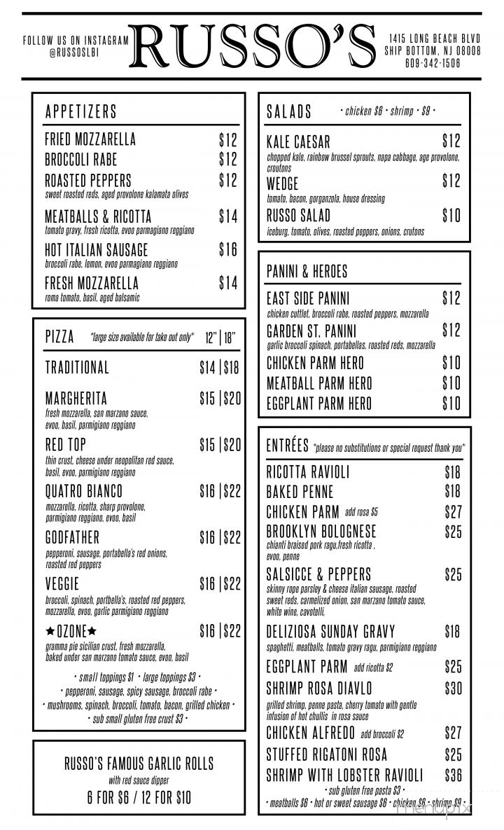Russo's Italian Restaurant - Ship Bottom, NJ menu_pic