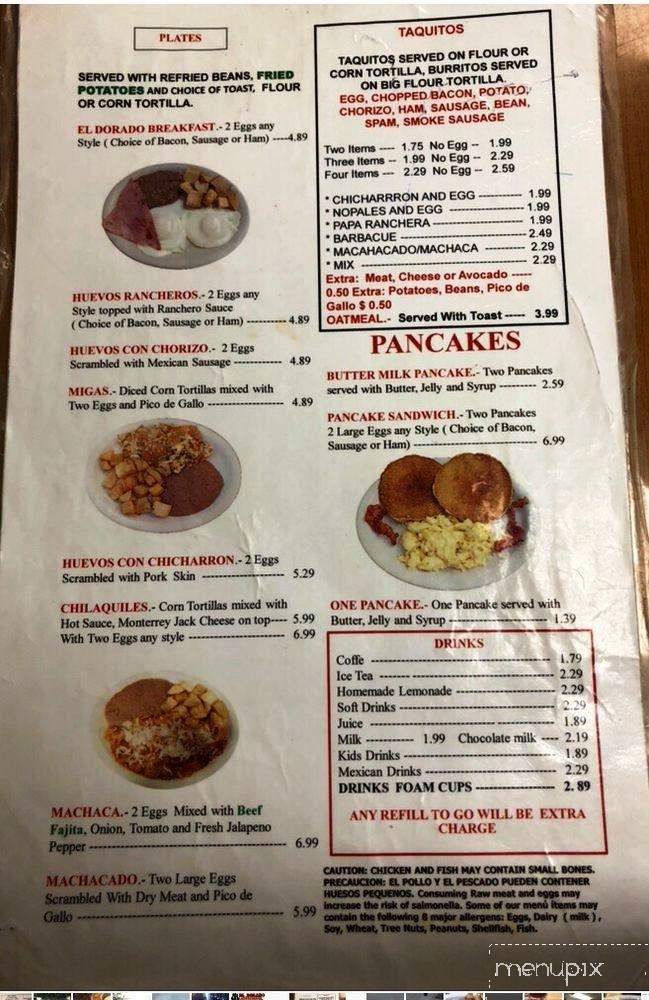 El Dorado Restaurant - Kingsville, TX menu_pic