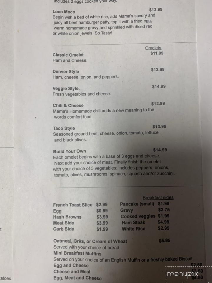 Mama's Diner - Benton City, WA menu_pic