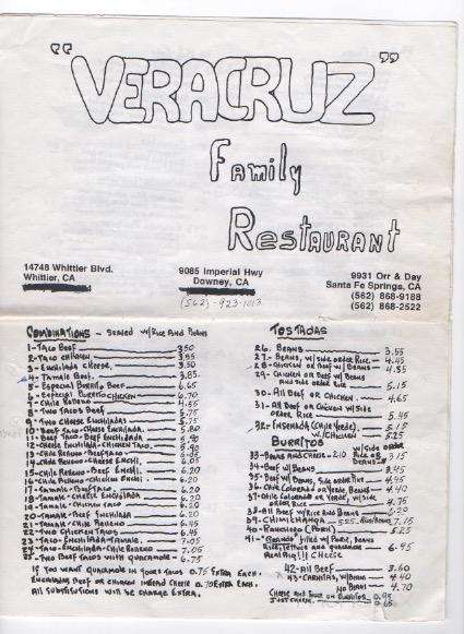 Veracruz Restaurant - Santa Fe Springs, CA menu_pic