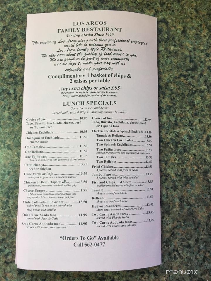 Los Arcos - Anchorage, AK menu_pic