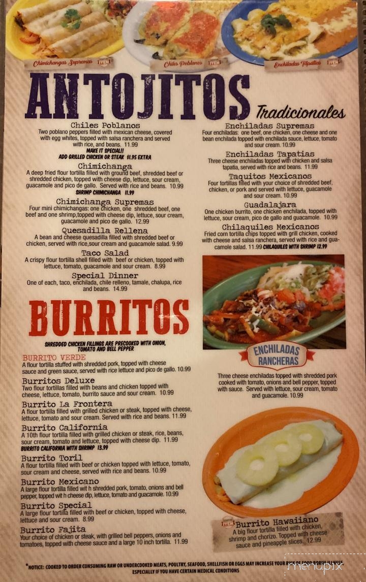 El Toril Mexican Restaurant - Kimball, TN menu_pic