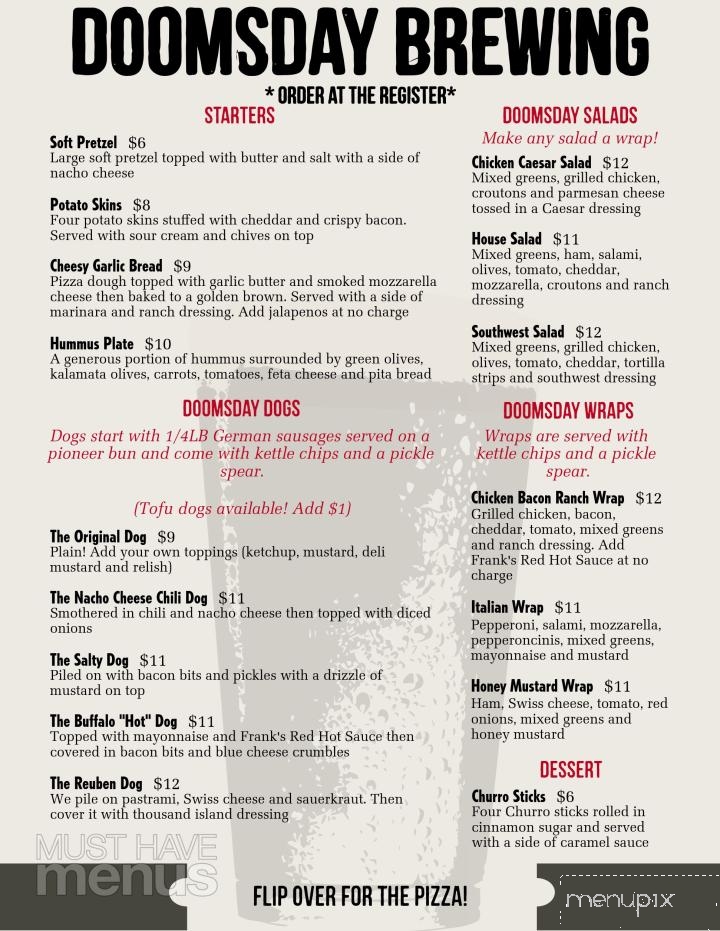 Doomsday Brewing Company - Washougal, WA menu_pic