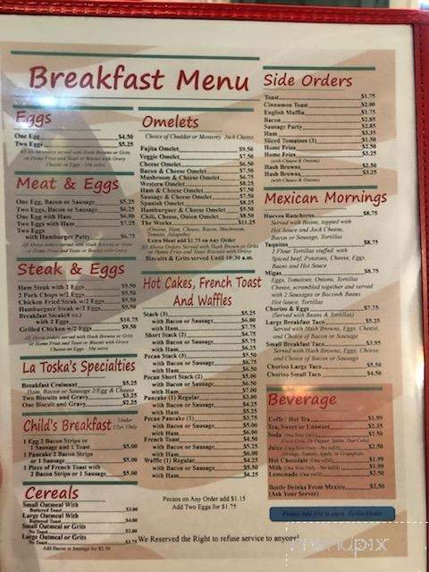 La Toska - Cedar Hill, TX menu_pic