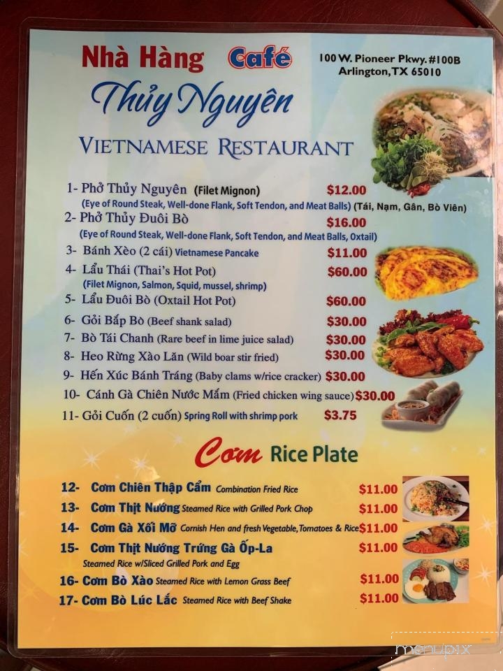 Thuy Nguyen Cafe - Arlington, TX menu_pic