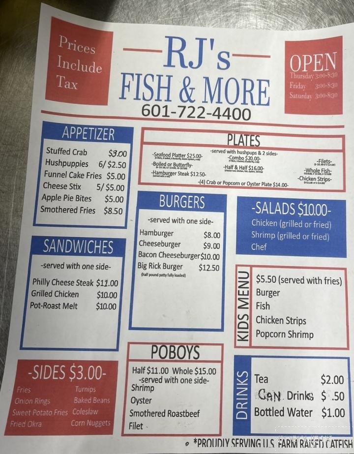 R.J.'s Fish - Seminary, MS menu_pic
