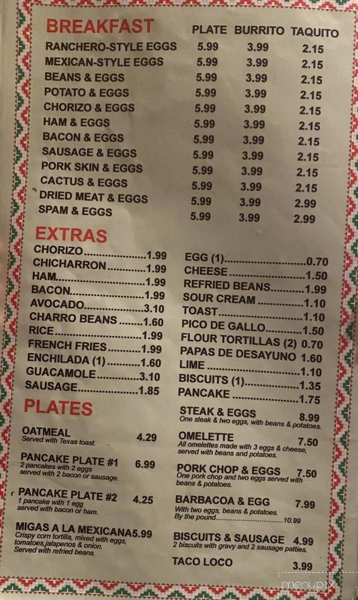 Taqueria Vallarta - Orange Grove, TX menu_pic