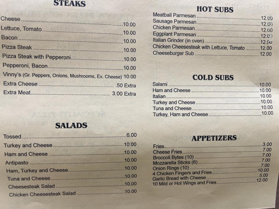 Vinnie's Pizza & Restaurant - Millsboro, DE menu_pic