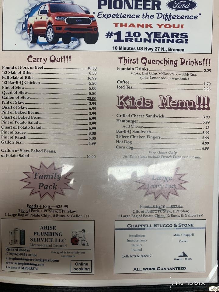 Jones Barbeque - Temple, GA menu_pic