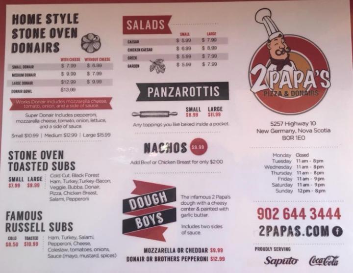 2 Papa's Restaurant - New Germany, NS menu_pic