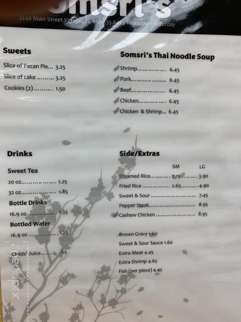 Somsri's International Restaurant - Vernon, FL menu_pic
