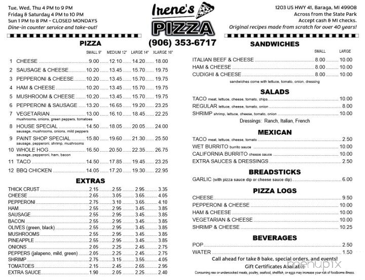 Irene's Pizza - Baraga, MI