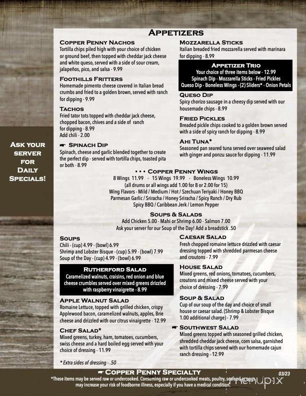 Copper Penny Grill - Forest City, NC menu_pic