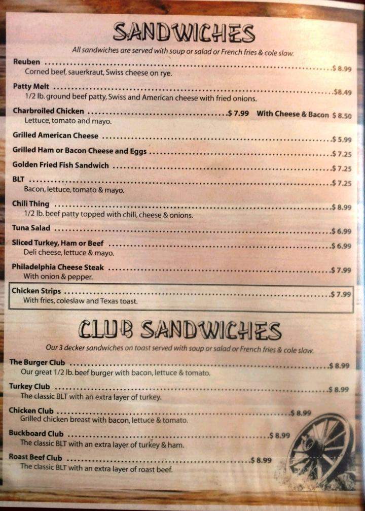 Buckboard - Lakeville, MN menu_pic