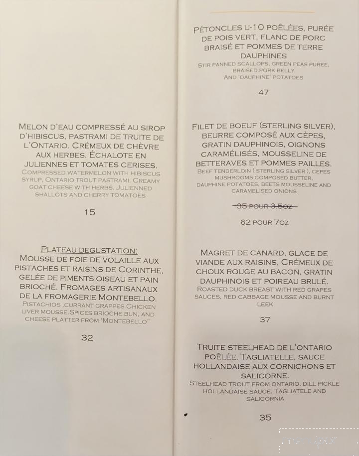 Le Napoleon - Montebello, QC menu_pic