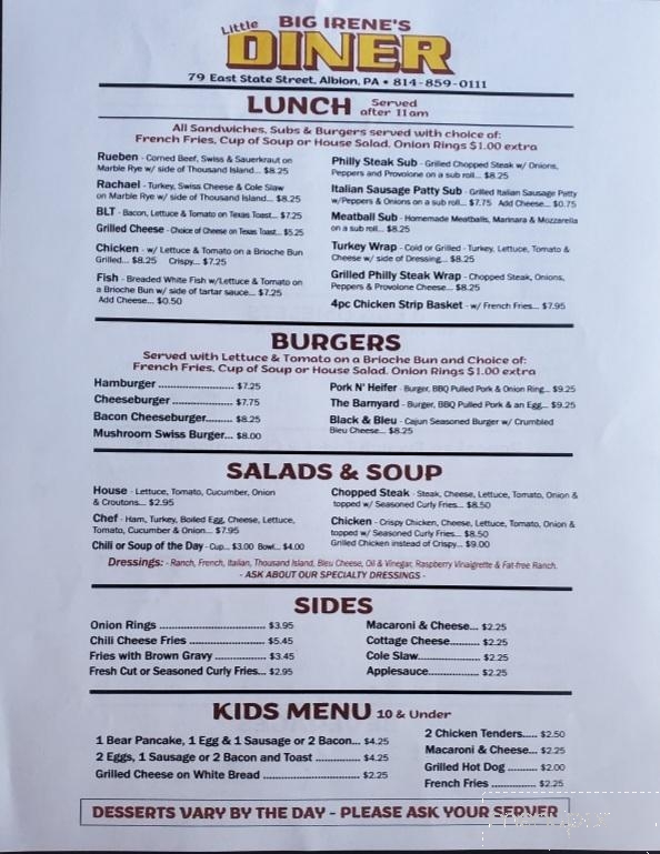 Big Irene's Little Diner - Albion, PA