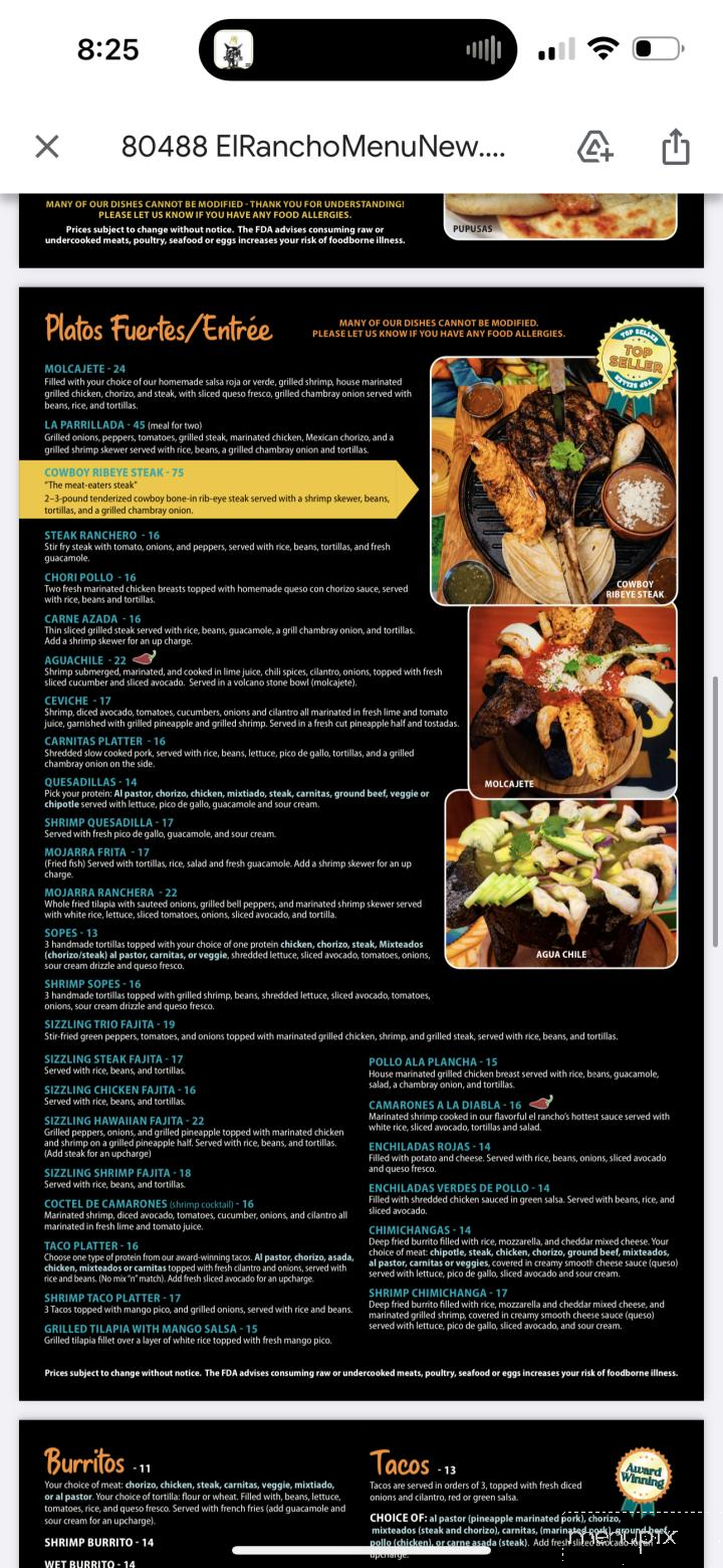 El Rancho Restaurante y Pupuseria - Harrisburg, PA menu_pic