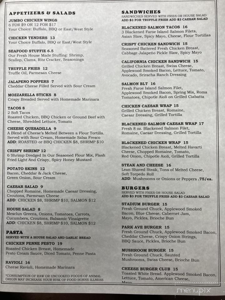 Ted's Stadium Pub - Cranston, RI menu_pic