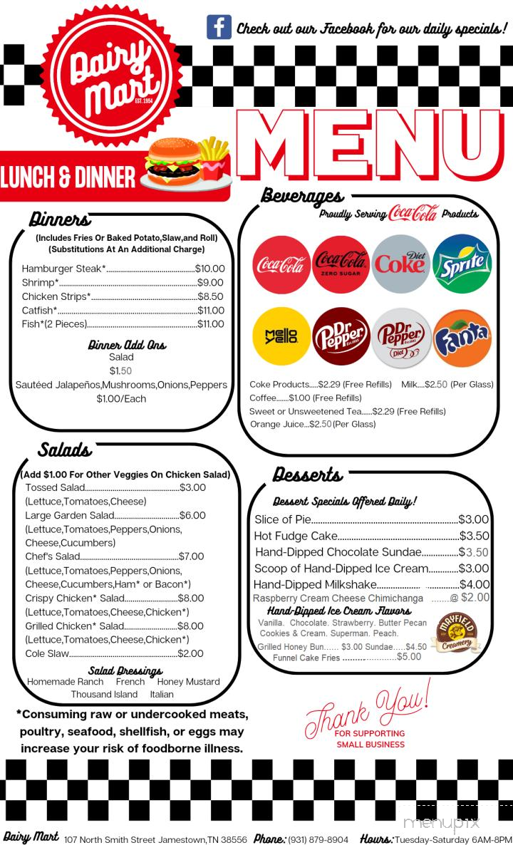 Dairy Mart - Jamestown, TN menu_pic