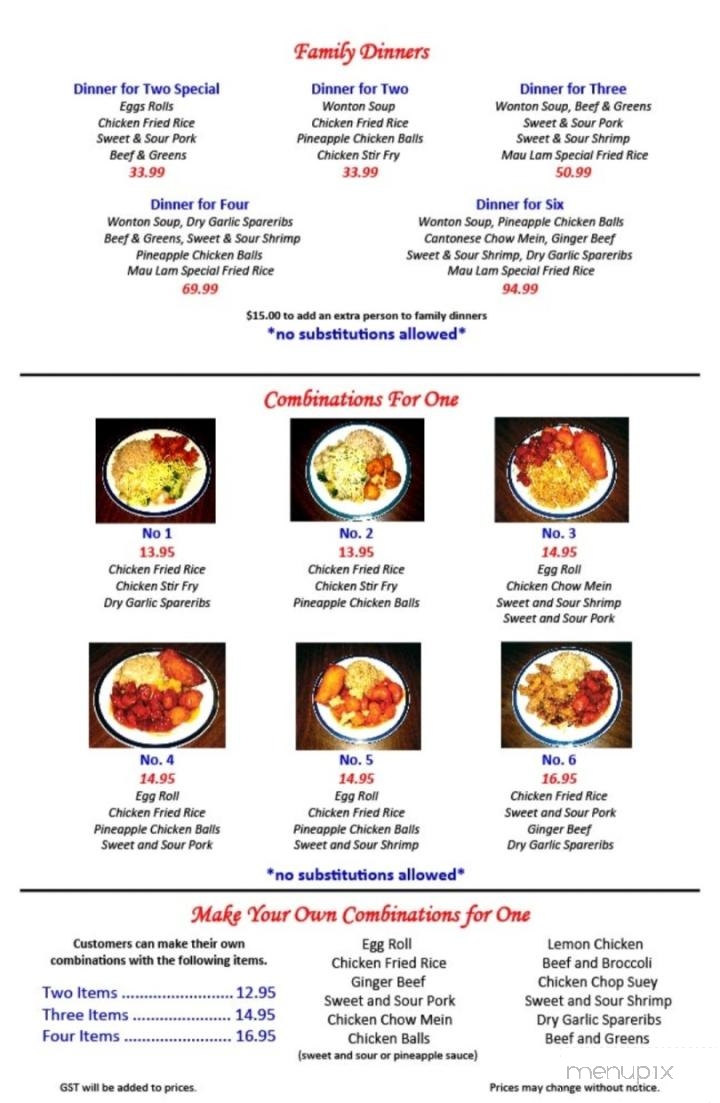 Mau Lam Restaurant - Vermilion, AB menu_pic