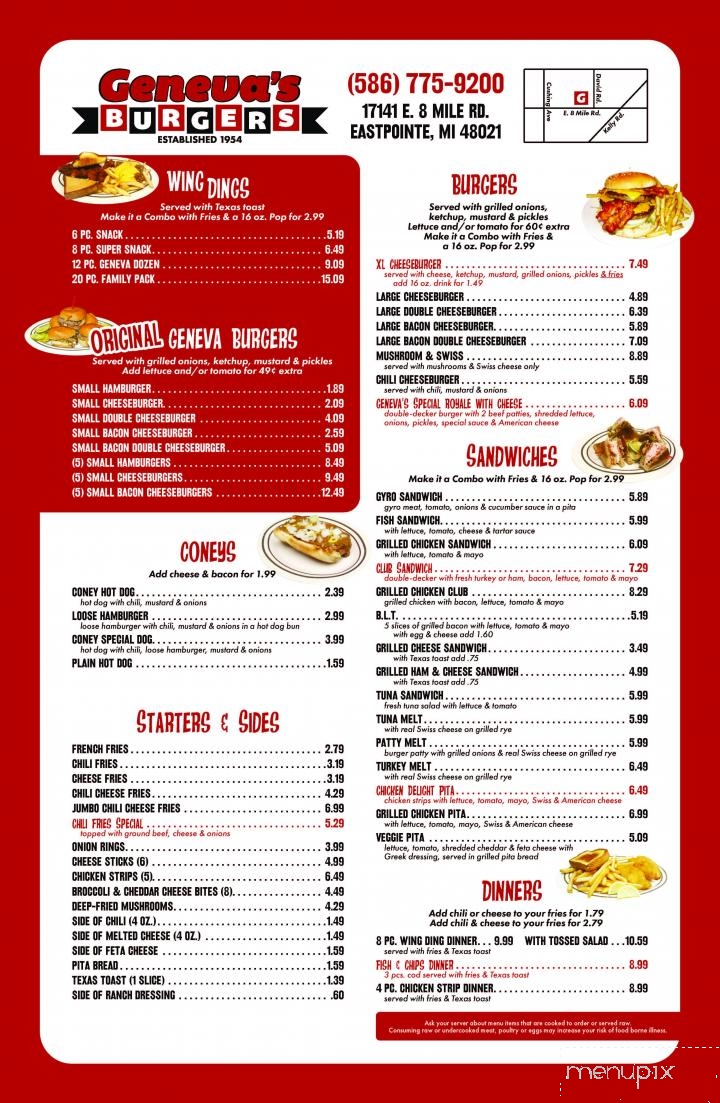 Geneva's Burgers - Eastpointe, MI menu_pic